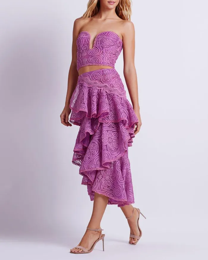 Ready To Wear Lace Midi Skirt EXCLUSIVE PatBO Bottoms