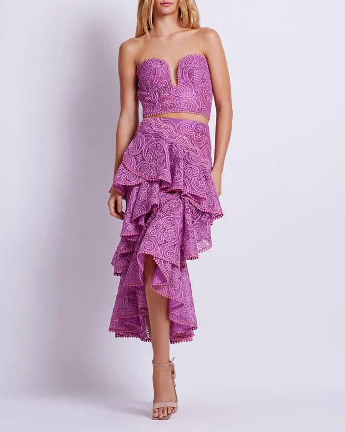 Ready To Wear Lace Midi Skirt EXCLUSIVE PatBO Bottoms