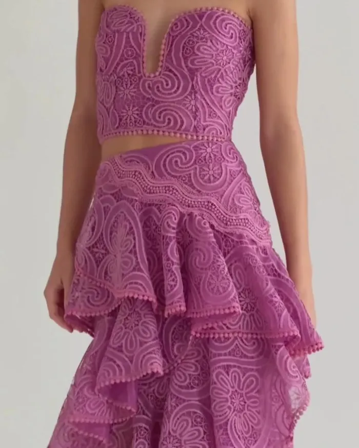 Ready To Wear Lace Midi Skirt EXCLUSIVE PatBO Bottoms