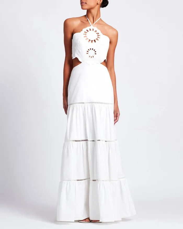 Ready To Wear Lasercut Cotton Poplin Maxi Dress PatBO Dresses and Jumpsuits
