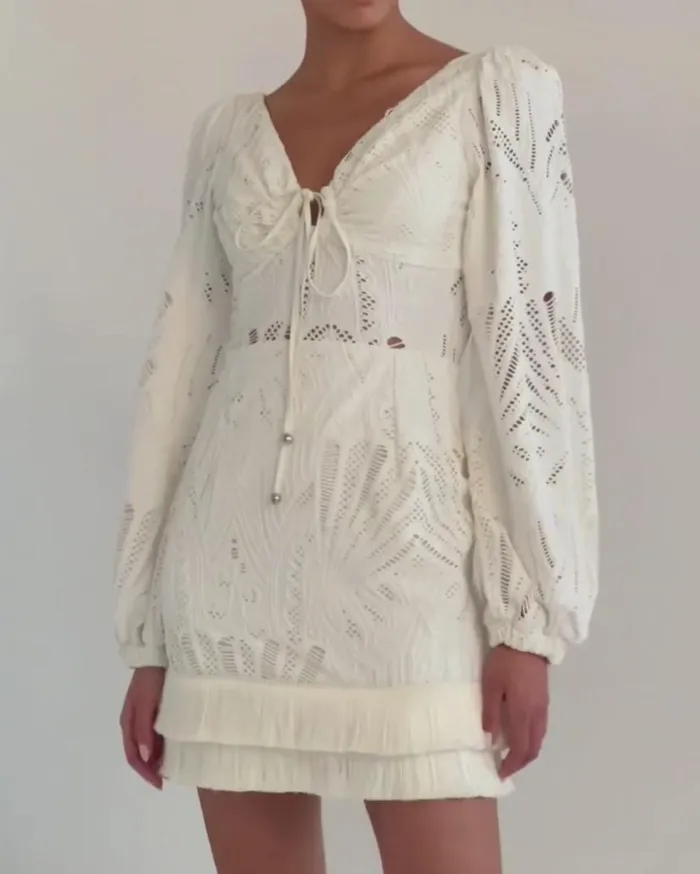 Ready To Wear Long Sleeve Lace Mini Dress FINAL SALE PatBO Dresses and Jumpsuits