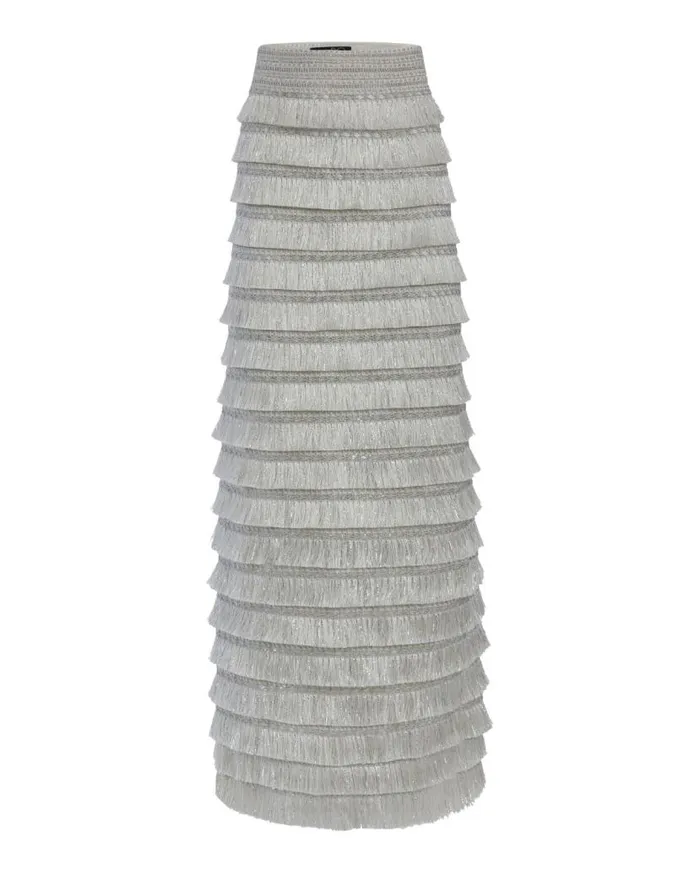 Ready To Wear Metallic Fringe Maxi Skirt PatBO Bottoms