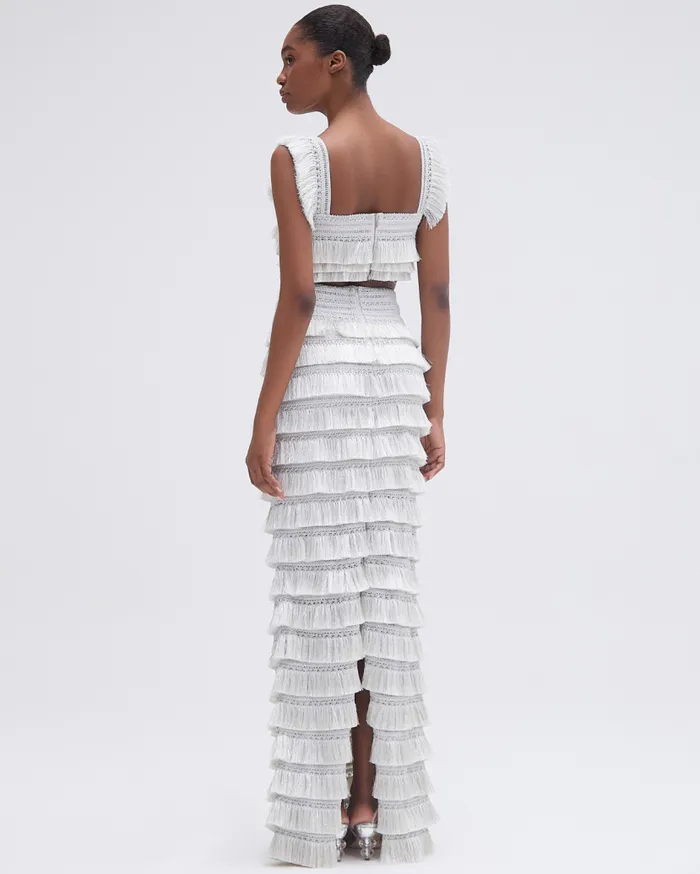 Ready To Wear Metallic Fringe Maxi Skirt PatBO Bottoms