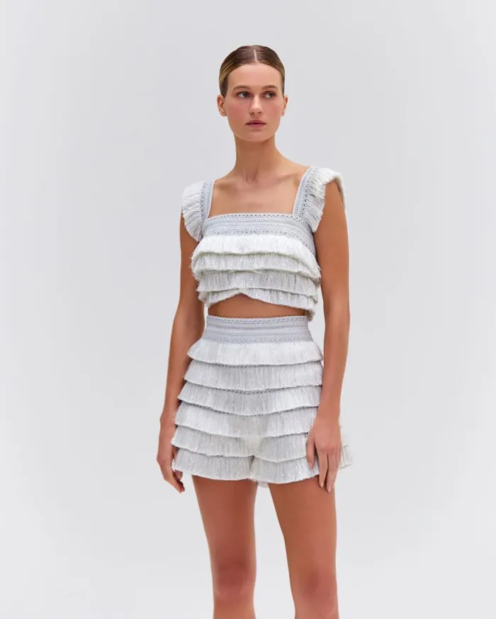 Ready To Wear Metallic Fringe Shorts PatBO Bottoms