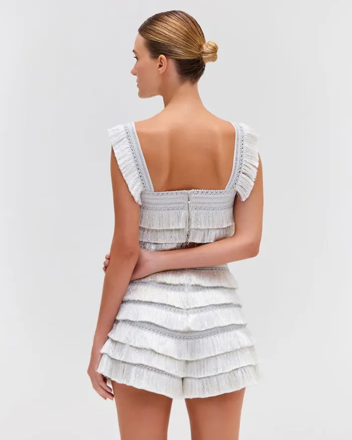 Ready To Wear Metallic Fringe Shorts PatBO Bottoms
