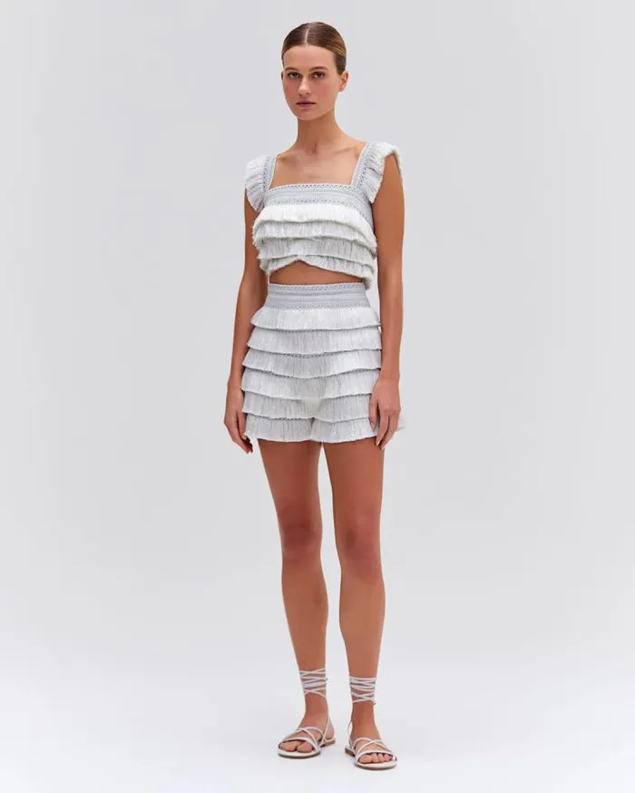 Ready To Wear Metallic Fringe Shorts PatBO Bottoms