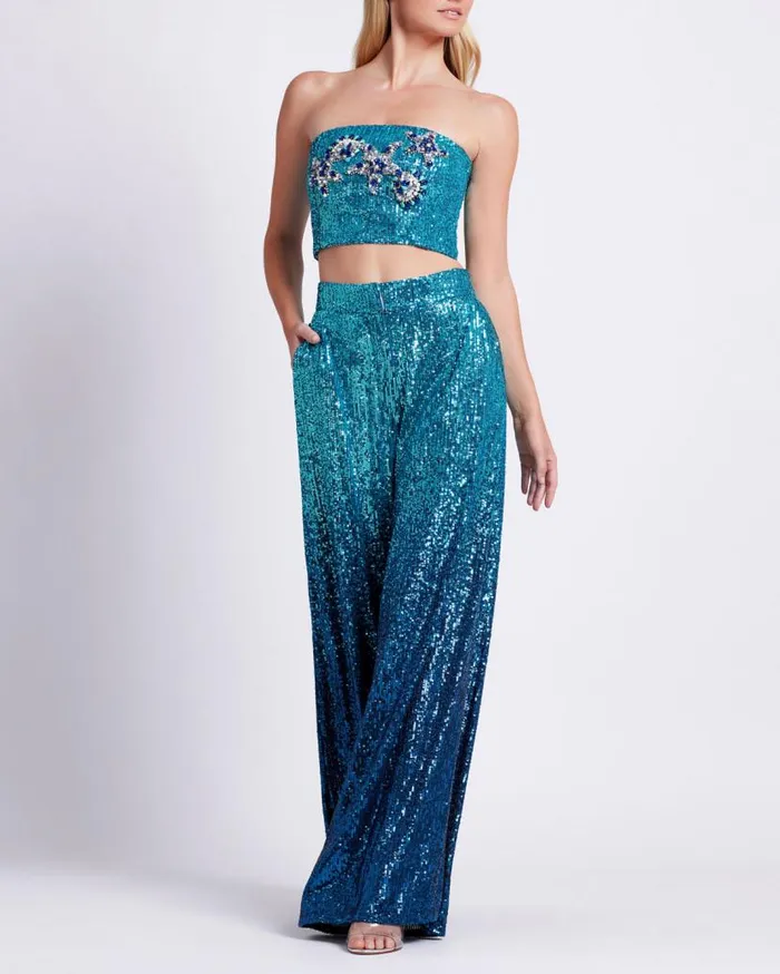 Ready To Wear OMBRE SEQUIN WIDE LEG PANT FINAL SALE PatBO Bottoms