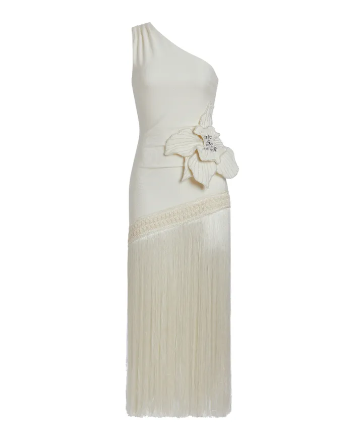 Ready To Wear One Shoulder Flower Applique Dress PatBO Dresses and Jumpsuits
