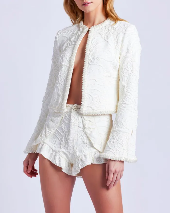 Ready To Wear PearlBeaded Jacquard Jacket PatBO Jackets