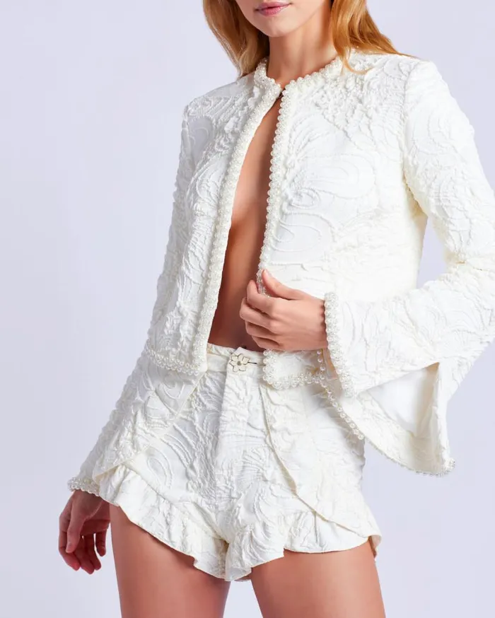 Ready To Wear PearlBeaded Jacquard Jacket PatBO Jackets