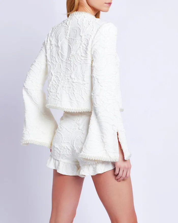 Ready To Wear PearlBeaded Jacquard Jacket PatBO Jackets