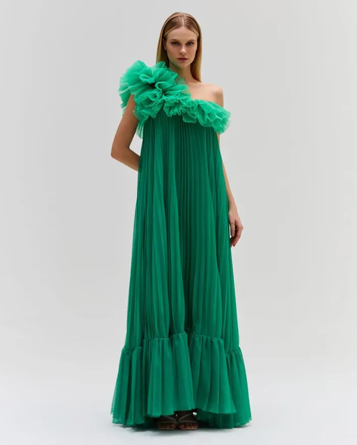 Ready To Wear Pleated One Shoulder Gown EXCLUSIVE PatBO Dresses and Jumpsuits Ready To Wear Pleated One Shoulder Gown EXCLUSIVE PatBO Dresses and Jumpsuits