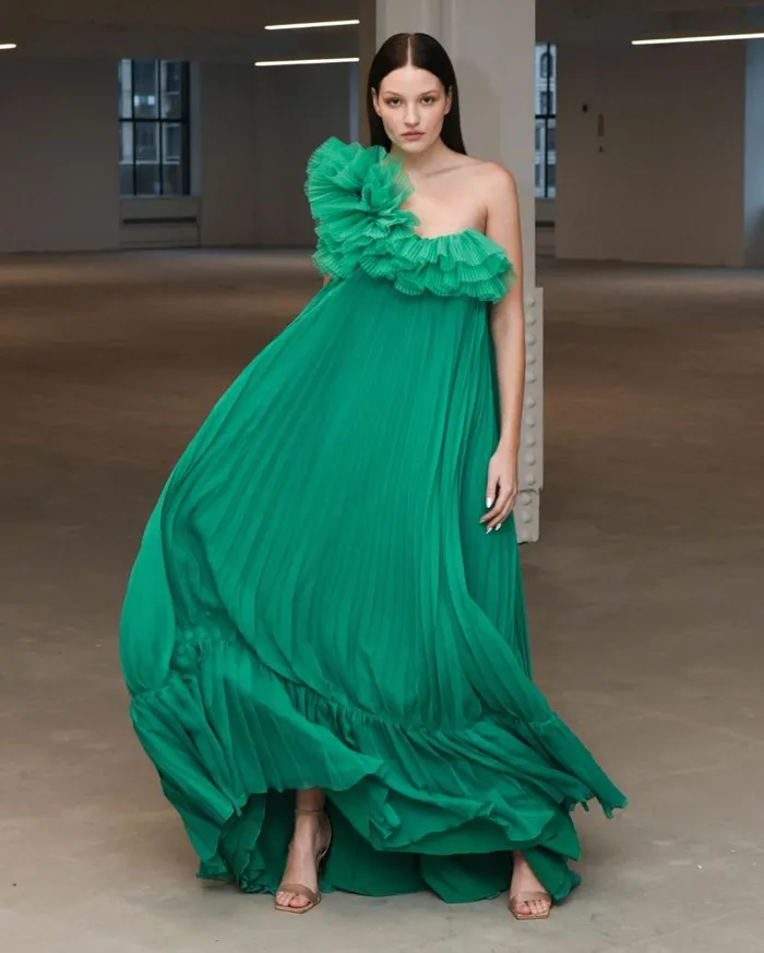 Ready To Wear Pleated One Shoulder Gown EXCLUSIVE PatBO Dresses and Jumpsuits