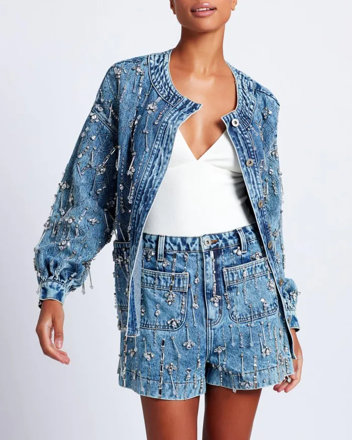 Ready To Wear Rhinestone Beaded Jacket PatBO Jackets