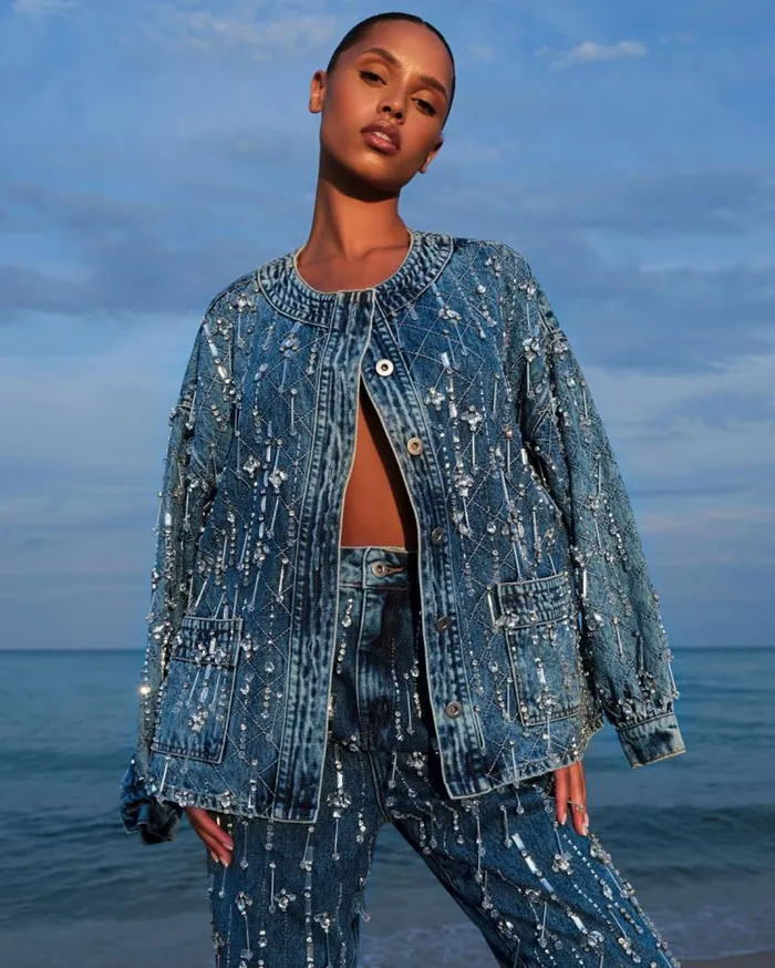 Ready To Wear Rhinestone Beaded Jacket PatBO Jackets