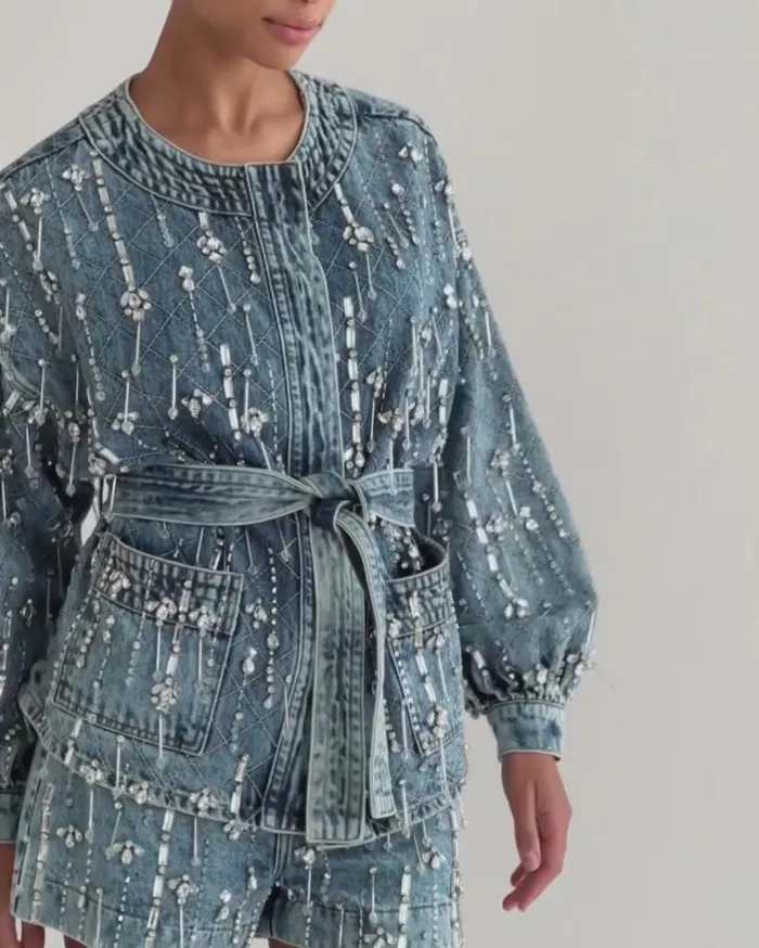 Ready To Wear Rhinestone Beaded Jacket PatBO Jackets