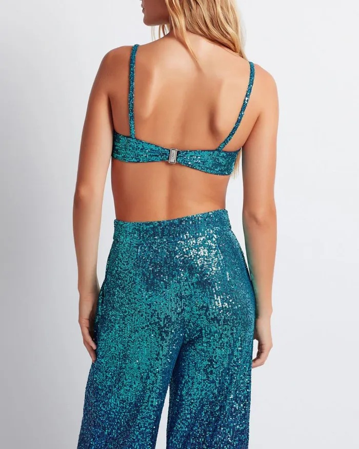 Ready To Wear ROSETTE SEQUIN BRALETTE TOP FINAL SALE PatBO Tops and Bodysuits