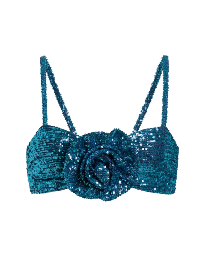 Ready To Wear ROSETTE SEQUIN BRALETTE TOP FINAL SALE PatBO Tops and Bodysuits