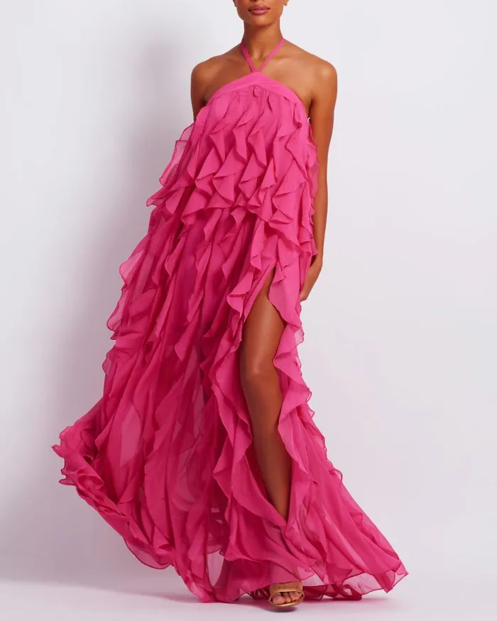 Ready To Wear RUFFLE HALTERNECK MAXI DRESS FINAL SALE PatBO Dresses and Jumpsuits Ready To Wear RUFFLE HALTERNECK MAXI DRESS FINAL SALE PatBO Dresses and Jumpsuits