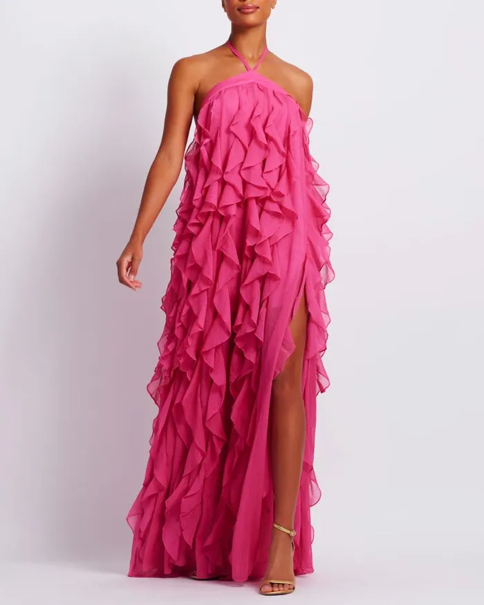 Ready To Wear Ruffle Halterneck Maxi Dress FINAL SALE PatBO Dresses and Jumpsuits
