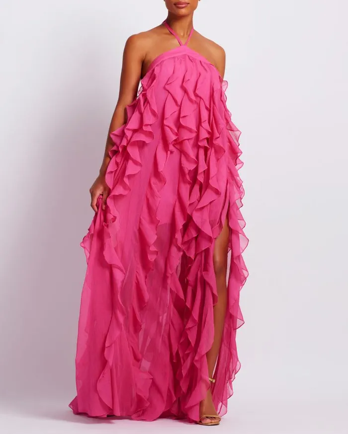 Ready To Wear Ruffle Halterneck Maxi Dress FINAL SALE PatBO Dresses and Jumpsuits