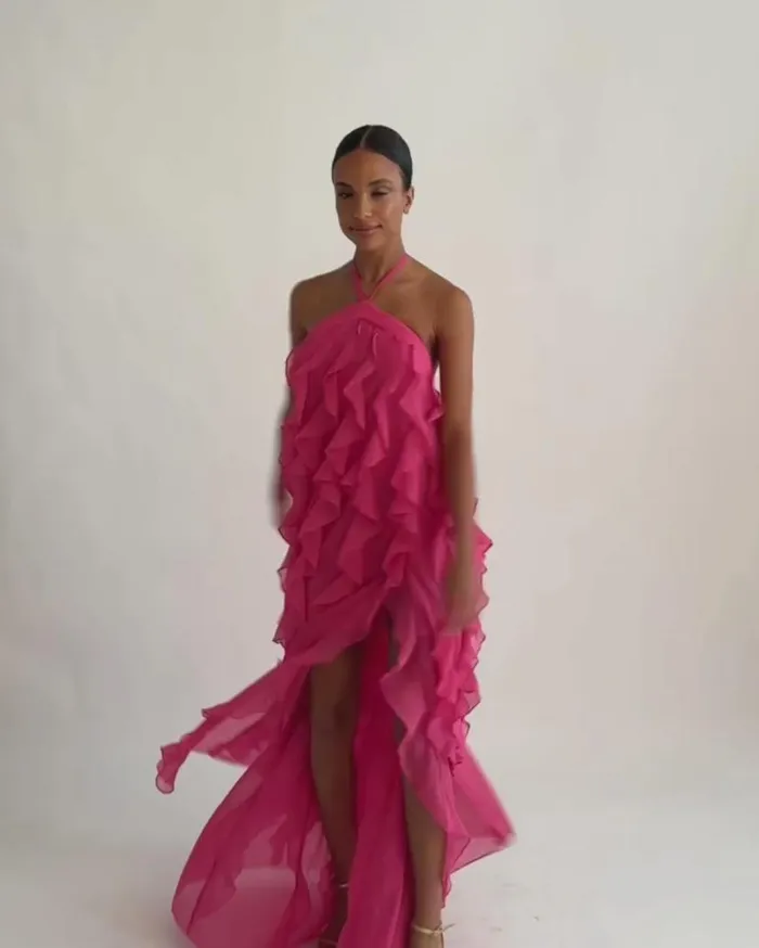 Ready To Wear Ruffle Halterneck Maxi Dress FINAL SALE PatBO Dresses and Jumpsuits