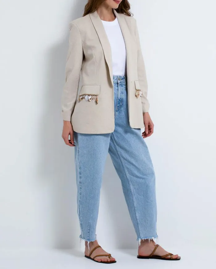 Ready To Wear Seashell Beaded Boyfriend Blazer FINAL SALE PatBO Jackets