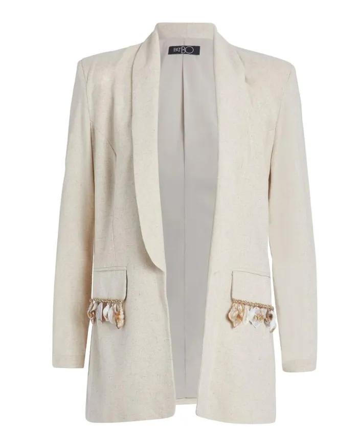 Ready To Wear Seashell Beaded Boyfriend Blazer FINAL SALE PatBO Jackets
