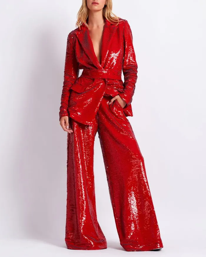 Ready To Wear SEQUIN WIDE LEG PANT FINAL SALE PatBO Bottoms
