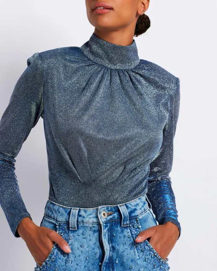 Ready To Wear Stardust Mock Neck Bodysuit FINAL SALE PatBO Tops and Bodysuits Ready To Wear Stardust Mock Neck Bodysuit FINAL SALE PatBO Tops and Bodysuits