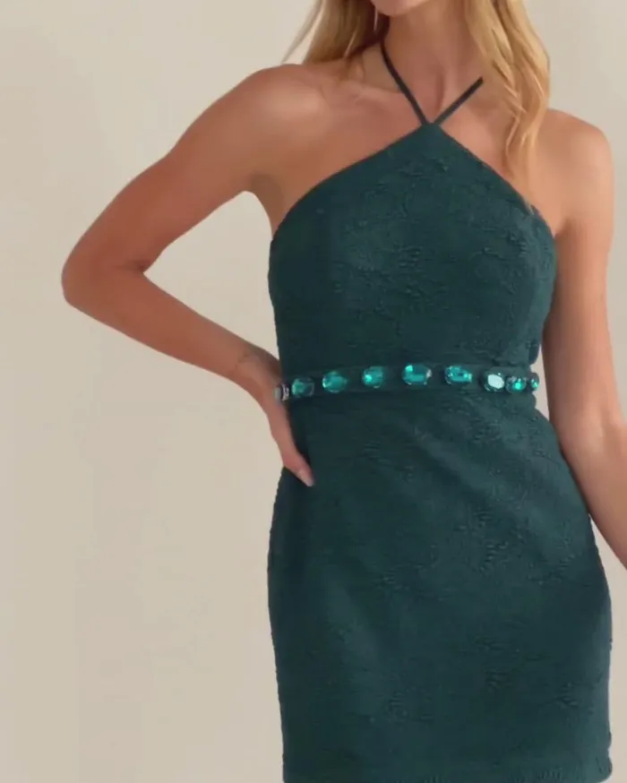 Ready To Wear Stretch Jacquard Beaded Mini FINAL SALE PatBO Dresses and Jumpsuits