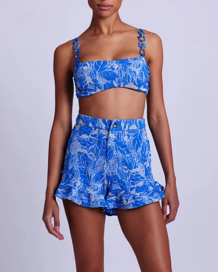 Ready To Wear Stretch Jacquard Cropped Top PatBO Tops and Bodysuits