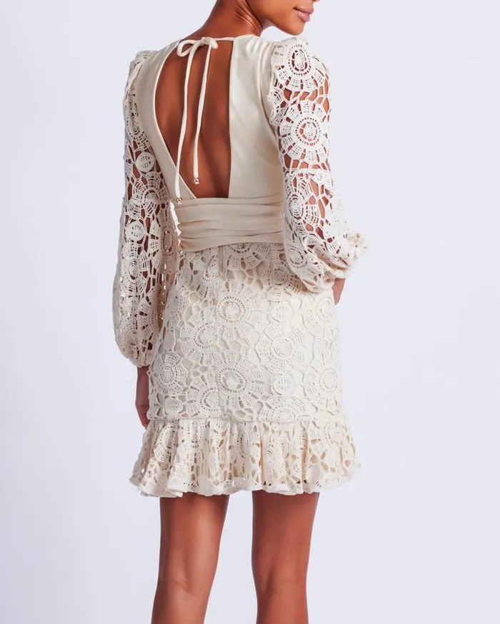 Ready To WearSwim Crochet Plunge Mini Dress PatBO Dresses and Jumpsuits
