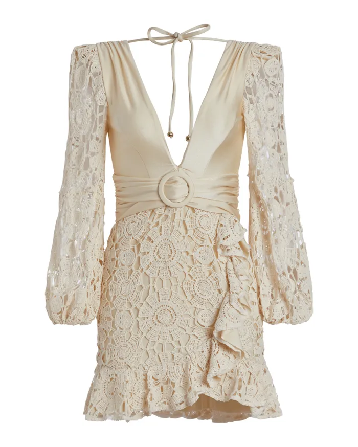 Ready To WearSwim Crochet Plunge Mini Dress PatBO Dresses and Jumpsuits