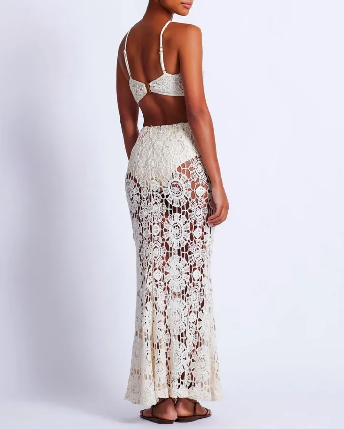 Ready To WearSwim Embroidered Crochet Halterneck Dress PatBO Dresses and Jumpsuits