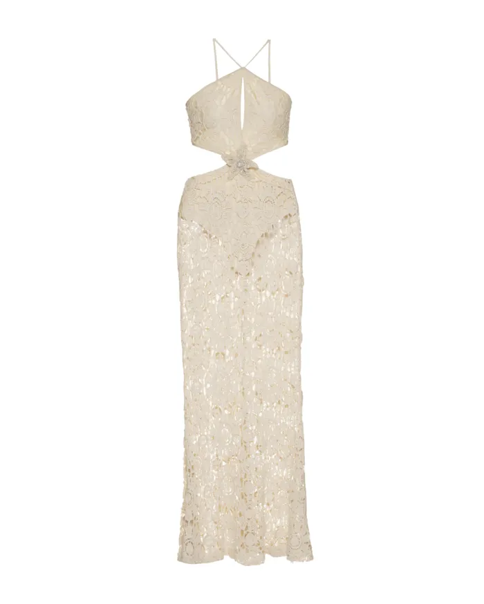 Ready To WearSwim Embroidered Crochet Halterneck Dress PatBO Dresses and Jumpsuits
