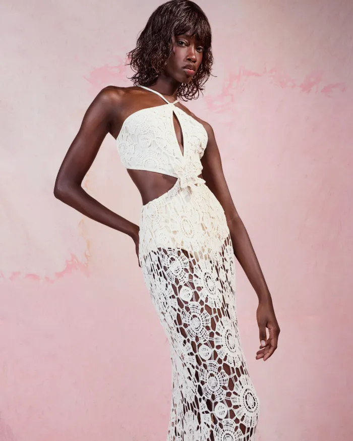 Ready To WearSwim Embroidered Crochet Halterneck Dress PatBO Dresses and Jumpsuits