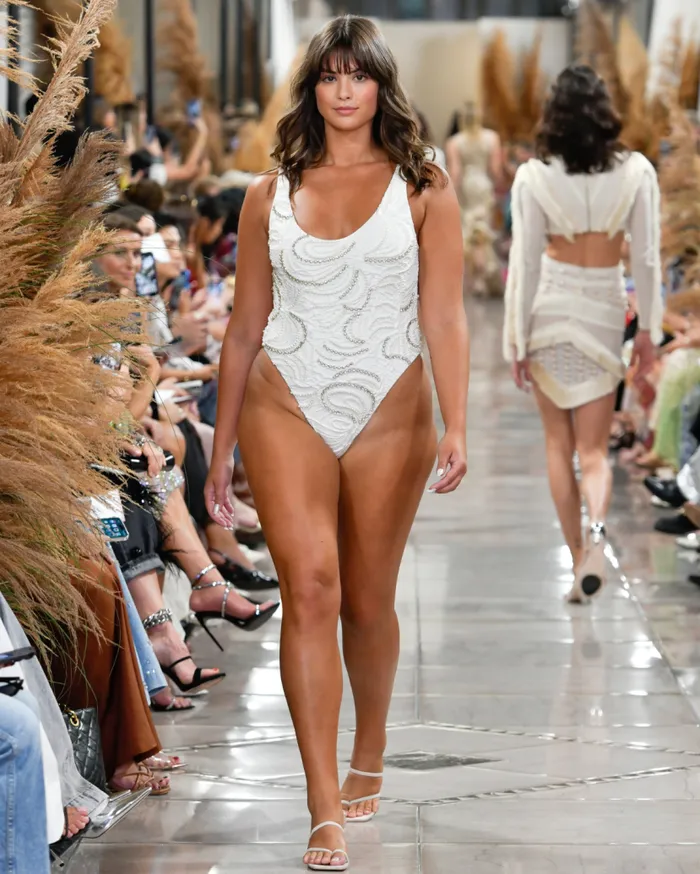 Ready To WearSwim HandBeaded Jacquard Bodysuit RUNWAY PatBO Matching Sets