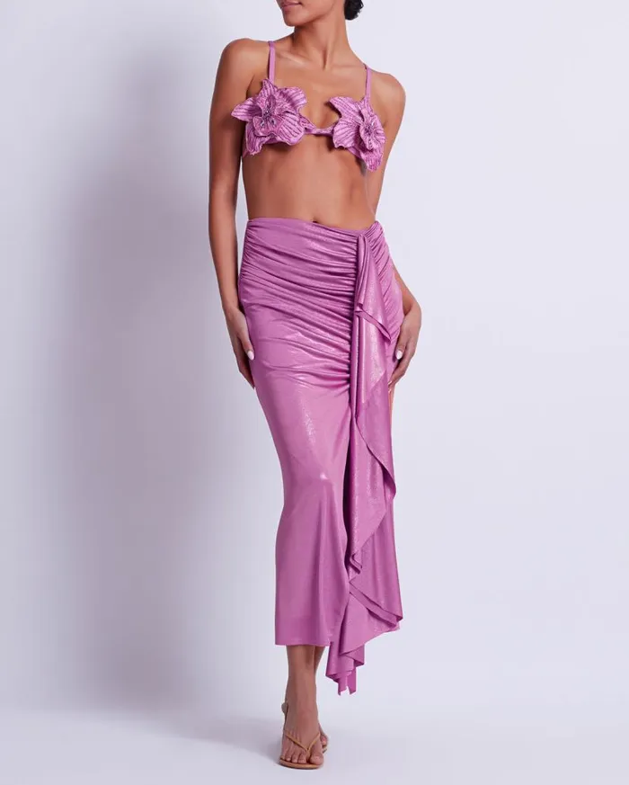 Ready To WearSwim Metallic Jersey Midi Skirt EXCLUSIVE PatBO Bottoms
