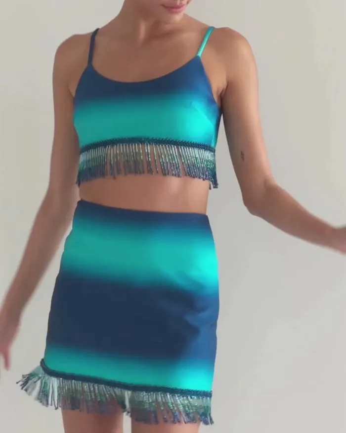 Ready To WearSwim OMBRE BEADED MINI SKIRT FINAL SALE PatBO Matching Sets