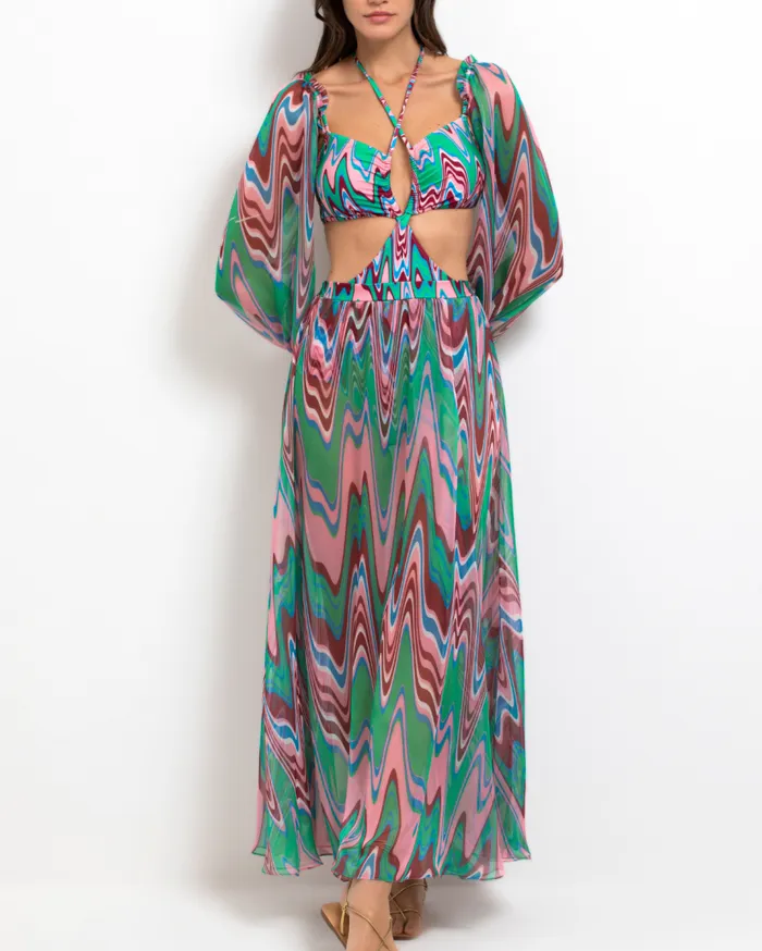 Ready To WearSwim Wave Long Sleeve CutOut Dress FINAL SALE PatBO Dresses and Jumpsuits Ready To WearSwim Wave Long Sleeve CutOut Dress FINAL SALE PatBO Dresses and Jumpsuits