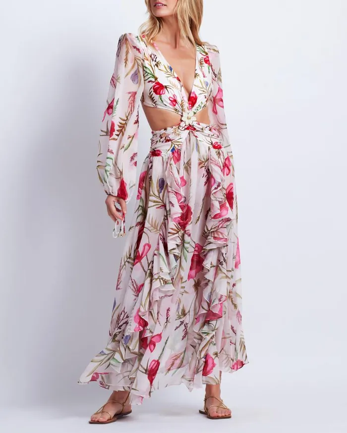 Ready To Wear Viera CutOut Maxi Dress PatBO Dresses and Jumpsuits