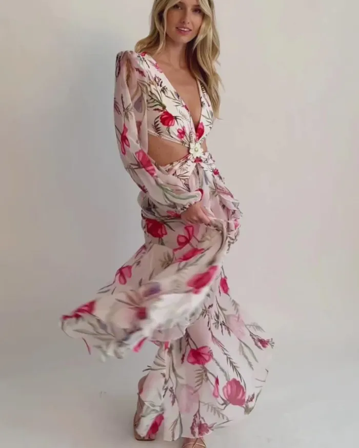 Ready To Wear Viera CutOut Maxi Dress PatBO Dresses and Jumpsuits