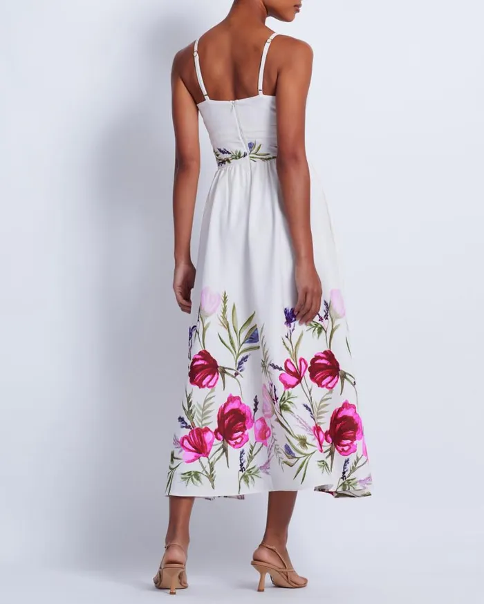 Ready To Wear Viera VNeck Midi Dress PatBO Dresses and Jumpsuits