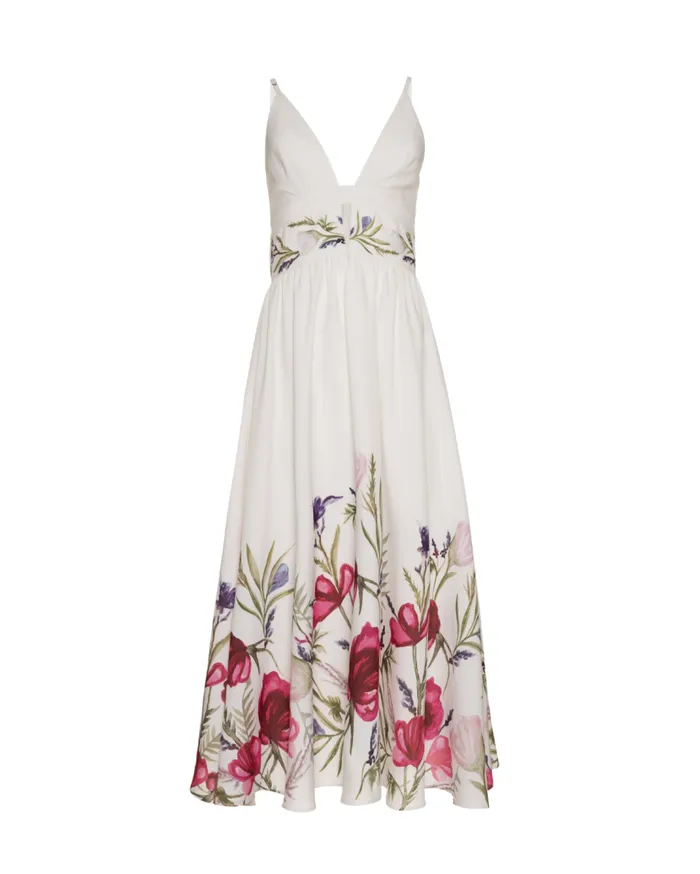 Ready To Wear Viera VNeck Midi Dress PatBO Dresses and Jumpsuits