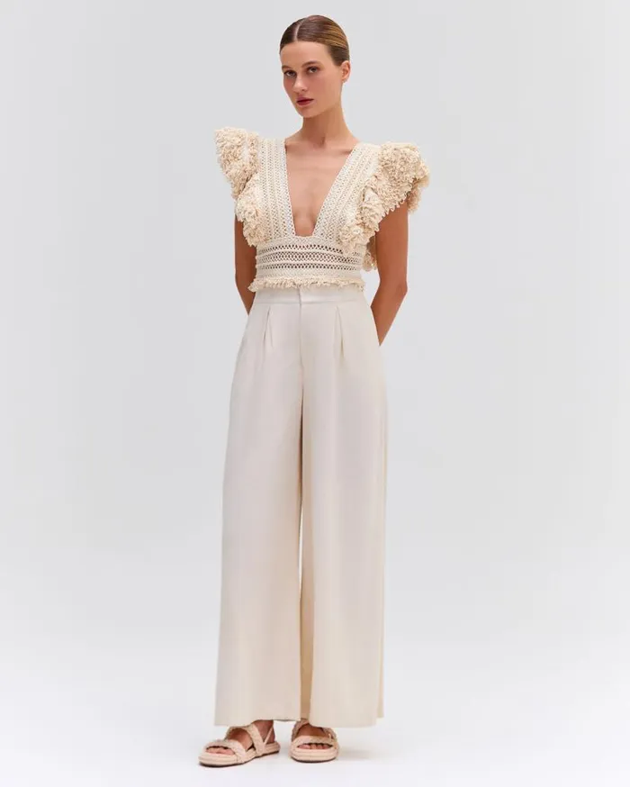 Ready To Wear Wide Leg Linen Pants PatBO Bottoms