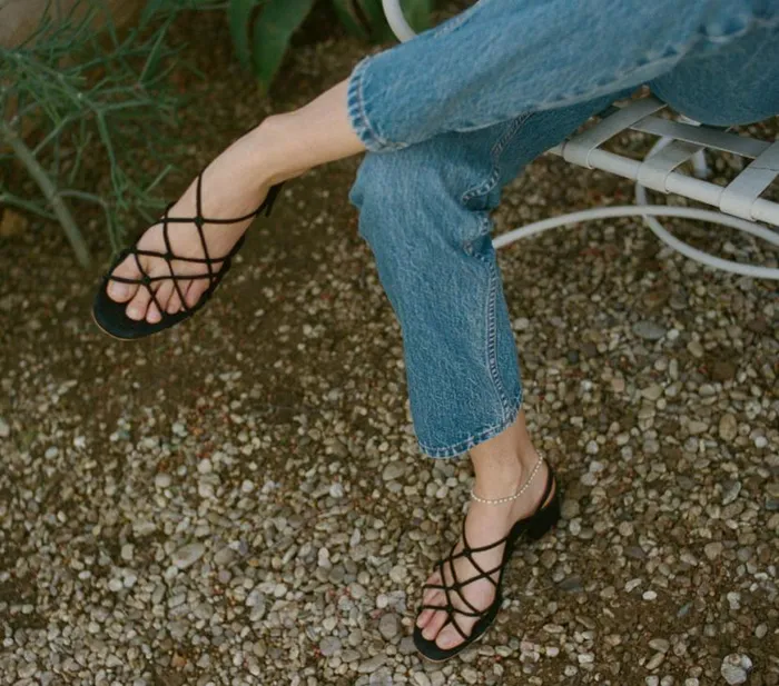 REVE BLOCK HEEL SANDAL Black Suede Shop DEN Footwear