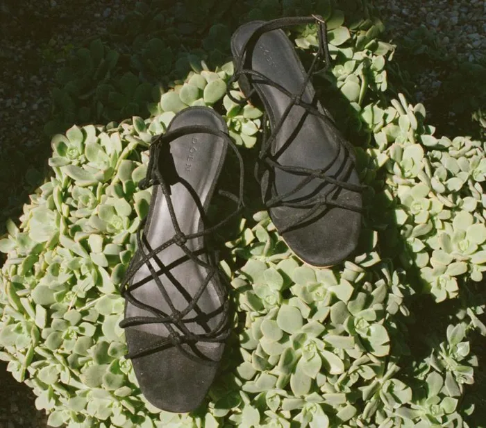 REVE BLOCK HEEL SANDAL Black Suede Shop DEN Footwear