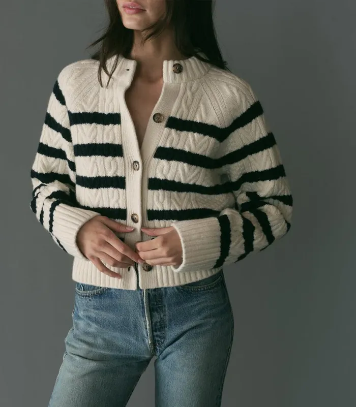 RITA CARDIGAN Calais Stripe Shop DEN Knitwear