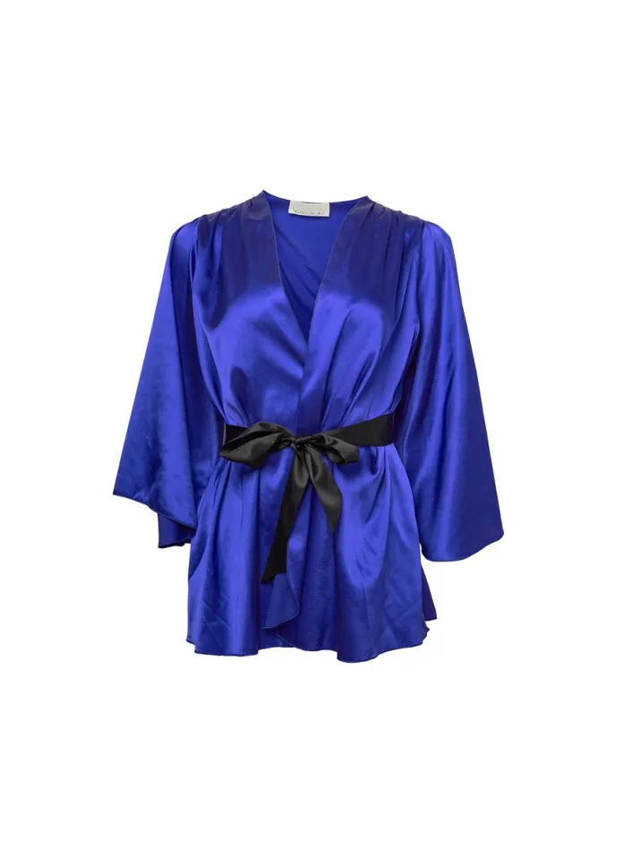Robes Lingerie Fleur Du Mal Angel Sleeve Robe Electric Blue